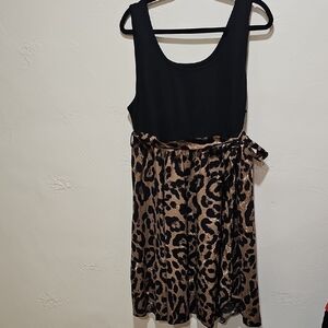 Leopard Print Black Dress